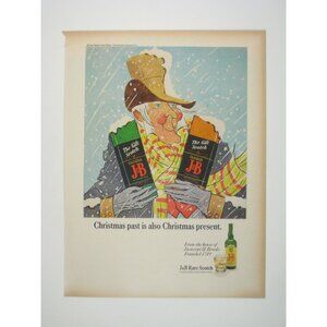 JB Rare Scotch Whiskey Christmas Scrooge Print Ad 1960s Vintage ADVERT